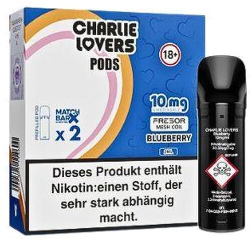 Charlie Lovers Prefilled Pod 2x2ml Blueberry 10mg