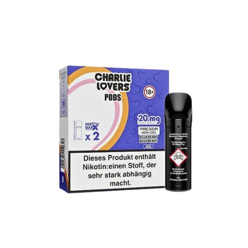 Charlie Lovers Prefilled Pod 2x2ml Blueberry Raspberry 20mg Charlie Lovers Prefilled Pod 2x2ml Blueberry Raspberry 20mg