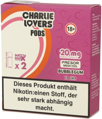 Charlie Lovers Prefilled Pod 2x2ml Bubblegum 20mg Charlie Lovers Prefilled Pod 2x2ml Bubblegum 20mg