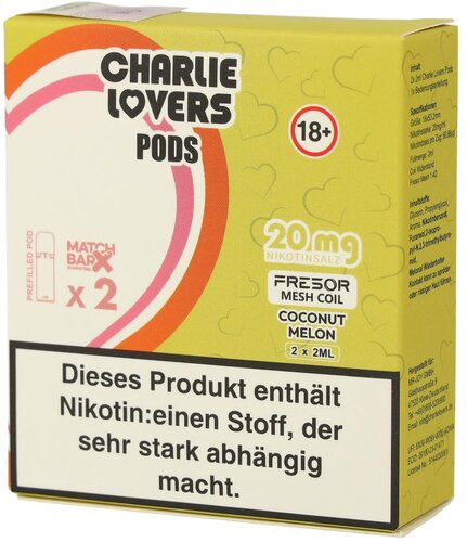 Charlie Lovers Prefilled Pod 2x2ml Coconut Melon 20mg Charlie Lovers Prefilled Pod 2x2ml Coconut Melon 20mg