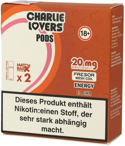 Charlie Lovers Prefilled Pod 2x2ml Energy 20mg