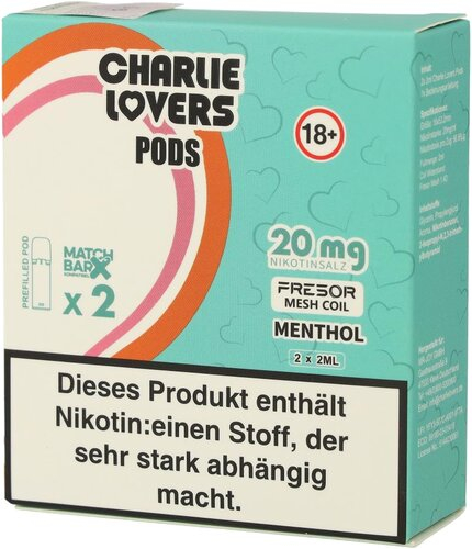Charlie Lovers Prefilled Pod 2x2ml Menthol 20mg