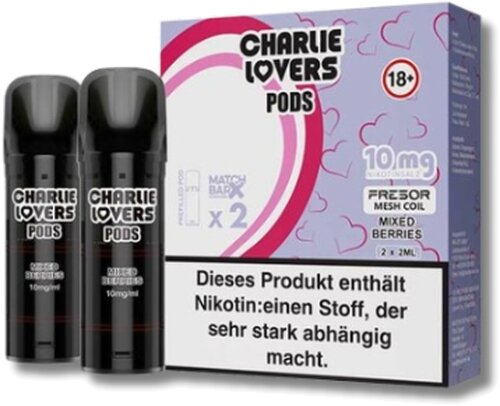 Charlie Lovers Prefilled Pod 2x2ml Mixed Berries 10mg Charlie Lovers Prefilled Pod 2x2ml Mixed Berries 10mg