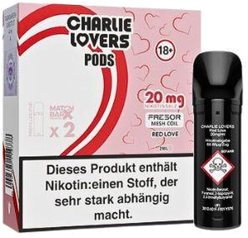 Charlie Lovers Prefilled Pod 2x2ml Red Love 20mg Charlie Lovers Prefilled Pod 2x2ml Red Love 20mg