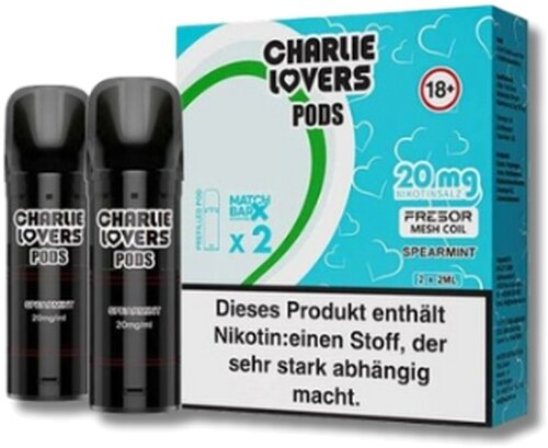 Charlie Lovers Prefilled Pod 2x2ml Spearmint 20mg Charlie Lovers Prefilled Pod 2x2ml Spearmint 20mg