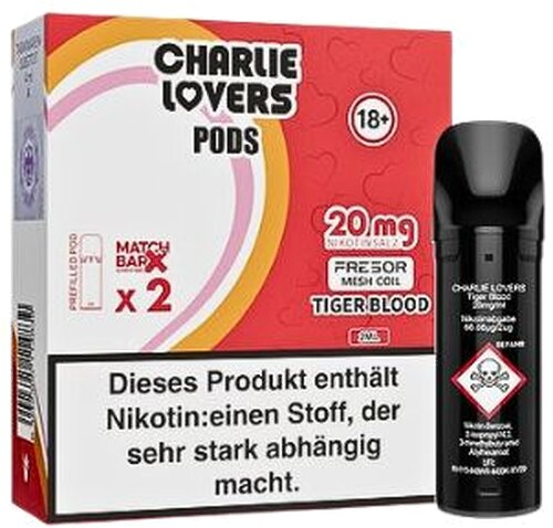 Charlie Lovers Prefilled Pod 2x2ml Tiger Blood 20mg