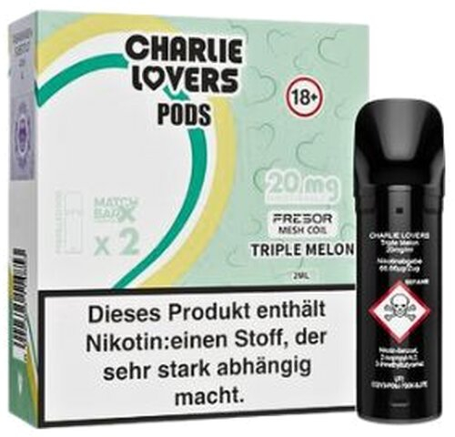 Charlie Lovers Prefilled Pod 2x2ml Triple Melon 20mg Charlie Lovers Prefilled Pod 2x2ml Triple Melon 20mg