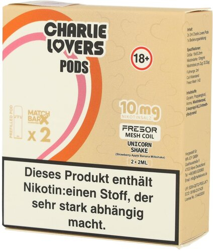 Charlie Lovers Prefilled Pod 2x2ml Unicorn Shake 10mg