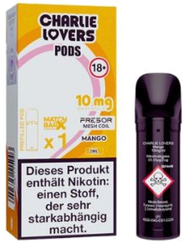 Charlie Lovers Prefilled Pod Mango 10mg Charlie Lovers Prefilled Pod Mango 10mg