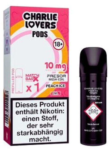 Charlie Lovers Prefilled Pod Peach Ice 10mg