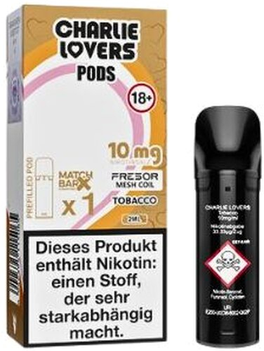 Charlie Lovers Prefilled Pod Tobacco 10mg Charlie Lovers Prefilled Pod Tobacco 10mg