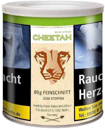 Chee Tah Tabak Grün Wild Africa 80g Dose ohne Zusätze Feinschnitt