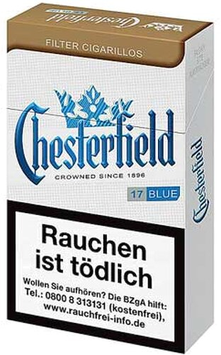 Chesterfield Filterzigarillos Blue King Size mit Naturdeckblatt 17er Chesterfield Filterzigarillos Blue King Size mit Naturdeckblatt 17er