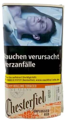 Chesterfield Tabak ohne Zusätze Unplugged Red 30g Päckchen Feinschnitt Chesterfield Tabak ohne Zusätze Unplugged Red 30g Päckchen Feinschnitt