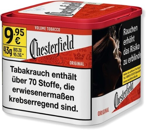 Chesterfield Tabak Rot 40g Dose Volumentabak Chesterfield Tabak Rot 40g Dose Volumentabak