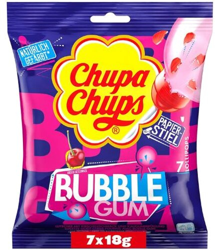 Chupa Chups Bubble Gum Kirsch Lollipops 7 Stk. 126g