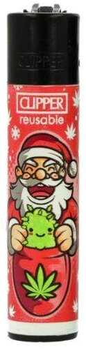 Clipper Feuerzeug 420 Winter 2 1v4 Lachender Weihnachtsmann mit Hanfblatt