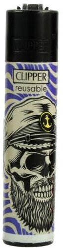 Clipper Feuerzeug Hipster Skulls 3v4 Totenkopf mit Kapitänmütze Clipper Feuerzeug Hipster Skulls 3v4 Totenkopf mit Kapitänmütze