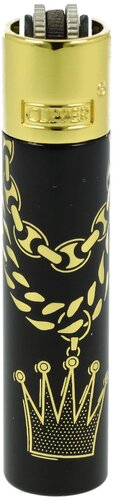 Clipper Feuerzeug  Metall Gold Kette mit Krone