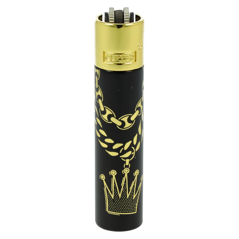 Clipper Feuerzeug Metall Gold Kette mit Krone Clipper Feuerzeug Metall Gold Kette mit Krone