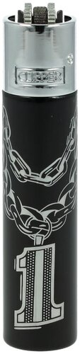Clipper Feuerzeug Metallkette mit Zahl Silber