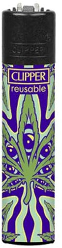 Clipper Feuerzeug Psychedelic Leaf 4v4 Hanfblatt mit Augen Clipper Feuerzeug Psychedelic Leaf 4v4 Hanfblatt mit Augen
