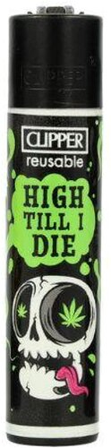 Clipper Feuerzeug Skull Slogan 3v4 HIGH TILL I DIE Clipper Feuerzeug Skull Slogan 3v4 HIGH TILL I DIE