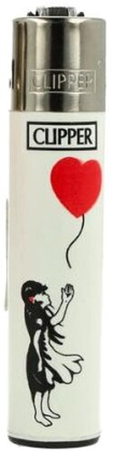 Clipper Feuerzeug Street Art#4 4v4 Mädchen schaut einem fortfliegendem Herzluftballon hinterher