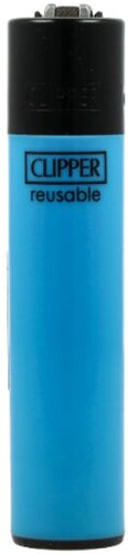 Clipper Feuerzeug Uni Solid Branded Blau mit Schwarzer Kappe