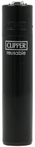 Clipper Feuerzeug Uni Solid Branded Schwarz mit Schwarzer Kappe