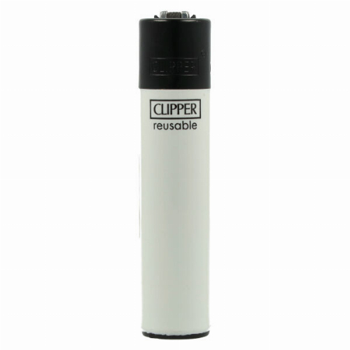 Clipper Feuerzeug Uni Solid Branded Weiß mit Schwarzer Kappe Clipper Feuerzeug Uni Solid Branded Weiß mit Schwarzer Kappe