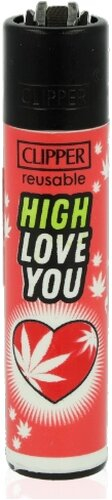 Clipper Feuerzeug Weed Slogan 11 -  4v4 HIGH LOVE YOU Clipper Feuerzeug Weed Slogan 11 -  4v4 HIGH LOVE YOU