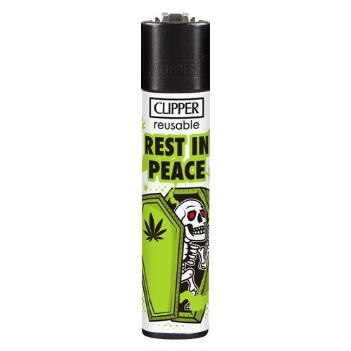 Clipper Feuerzeug Weed Slogan 12 1v4 REST IN PEACE Clipper Feuerzeug Weed Slogan 12 1v4 REST IN PEACE
