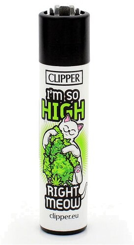 Clipper Feuerzeug Weed Slogan 3 I AM SO HIGH RIGHT MEOW