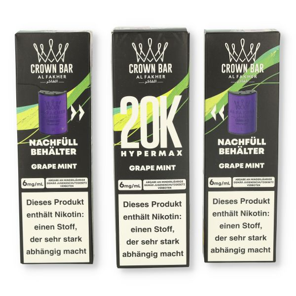 Crown Bar Al Fakher 20K Hypermax Grape Mint 20ml 6mg Crown Bar Al Fakher 20K Hypermax Grape Mint 20ml 6mg