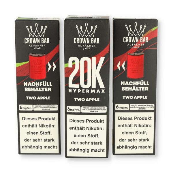 Crown Bar Al Fakher 20K Hypermax Two Apple 20ml 6mg Crown Bar Al Fakher 20K Hypermax Two Apple 20ml 6mg