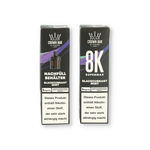 Crown Bar Al Fakher 8K Supermax Blackcurrant Mint 10ml 6mg Crown Bar Al Fakher 8K Supermax Blackcurrant Mint 10ml 6mg
