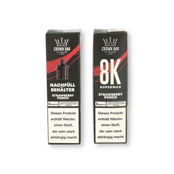 Crown Bar Al Fakher 8K Supermax Strawberry Punch 10ml 6mg Crown Bar Al Fakher 8K Supermax Strawberry Punch 10ml 6mg