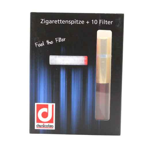 Denicotea Zigarettenspitze Business Gold Silberring Braun Denicotea Zigarettenspitze Business Gold Silberring Braun