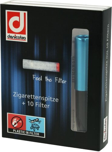 Denicotea Zigarettenspitze Hellblau Sattel mit Auswerfer Denicotea Zigarettenspitze Hellblau Sattel mit Auswerfer