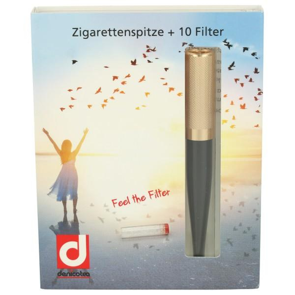 Denicotea Zigarettenspitze Trendy Schwarz-Gold Denicotea Zigarettenspitze Trendy Schwarz-Gold