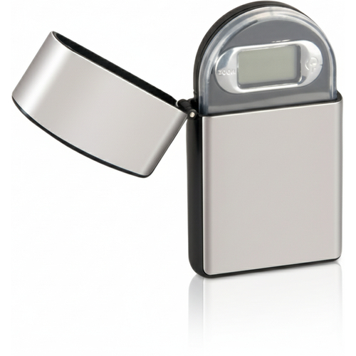 Digital Waage im Etui Feuerzeug Design Schwarz/Silber 0,01g-100g
