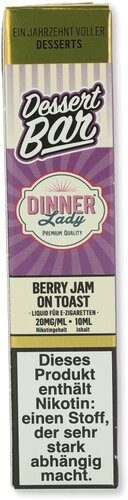Dinner Lady Dessert Bar Berry Jam on Toast Liquid20mg Dinner Lady Dessert Bar Berry Jam on Toast Liquid20mg