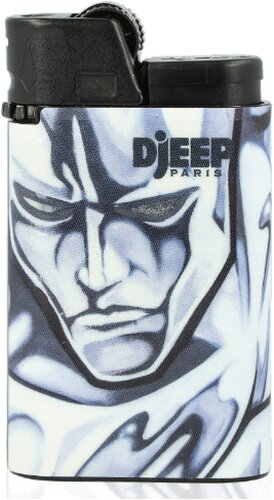 Djeep Paris Feuerzeug Graffiti Weiß, Blau Gesicht mit silbernen Augen