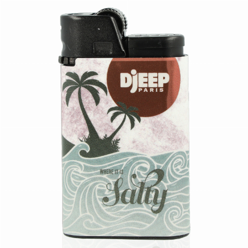 Djeep Paris Feuerzeug Salty Grau, Grün, Rosa Palmen und Wellen Djeep Paris Feuerzeug Salty Grau, Grün, Rosa Palmen und Wellen