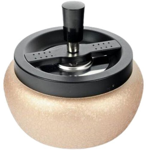 Drehaschenbecher Bauchig Schwarz / Gold Metall