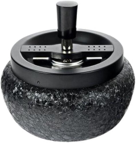 Drehaschenbecher Bauchig Schwarz / Schwarz Metall