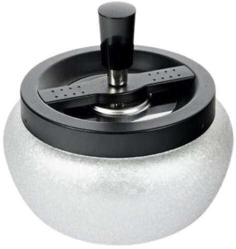 Drehaschenbecher Bauchig Schwarz / Silber Metall