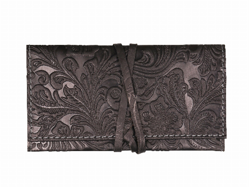 Drehertasche Leder Steppung Flowerprint schwarz-grau Drehertasche Leder Steppung Flowerprint schwarz-grau