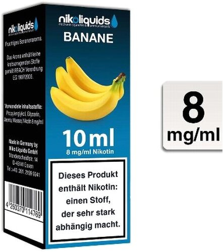 E-Liquid NIKOLIQUIDS Banane 8 mg Nikotin E-Liquid NIKOLIQUIDS Banane 8 mg Nikotin